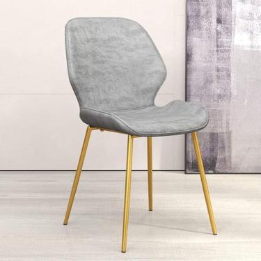 Imagem de Cadeira de jantar e cozinha – pernas de metal + assento de couro, cadeiras de convidados de clube de sala de estar [12 cores], cinza claro, pernas douradas