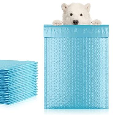 Imagem de Amiff Envelopes de plástico bolha azul claro 16,5 x 23 cm, pacote com 25, envelopes acolchoados autoadesivos, envelopes de envio à prova d'água, envelopes leves para embalagem