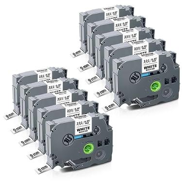Imagem de Unismar Tze 9 mm 0,35" branco laminado compatível com Brother TZe-221 TZ-221 Tze221 Fita de etiqueta para Ptouch PTD210 PTD220 PTD200 PTH110 PTH100 PTD400 PTD600 PT1280, preto sobre branco 3/20.3 cm x