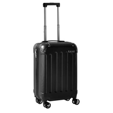 Imagem de Mala de Bordo ABS Falcon Line SF24 (Preta) | Bagagem de Mão Dimensões Padrão ANAC até 10kg, 4 Rodinhas 360°, Cadeado com Senha | Mala de viagem 10 kg, Divisória Interna com Zíper e Elástico de Fixação