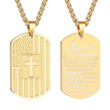 Imagem de DuoDiner Colar de presente de aniversário para homens, meninos, pai, filho, irmão, marido, avô, neto, 10, 13, 16, 18, 21, 30, 40, 50, 60 anos, aniversário, presentes de Natal, Medium, Aço inoxidável,