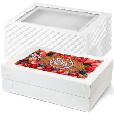 Imagem de MUMULULU Caixas de Bolo de 14 X 10 X 4 Polegadas com Janela Caixas de Padaria Brancas Caixa Grande para Guloseimas para Donuts Biscoitos Sobremesa Cupcakes Pastelaria Assando Torta Embalagem (15)