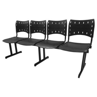 Imagem de Cadeira ISO PP RP Longarina 4 Lugares Preta - MAK DECOR