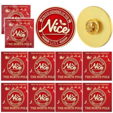 Imagem de Knitgrip Conjunto de 8 alfinetes esmaltados de Papai Noel com letras de Papai Noel para presente de Natal para véspera de Natal, enchimentos de meia, papel esmaltado, Sem Pedra Preciosa