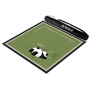 Imagem de Tapete De Mahjong Quadrado Verde Com Padrão De Panda, Capa De Mesa Antiderrapante Com Redução De Ruído Para Cartas De Pôquer E Jogos De Tabuleiro, Espessado E Resistente Ao Desgaste(39.37x39.37 in)