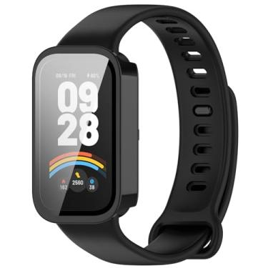 Imagem de Disscool Capa de cobertura total com protetor de tela compatível com Xiaomi Smart Band 9 Active PC e capa protetora de vidro real acessórios para relógio inteligente (preto)