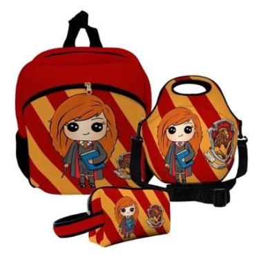 Imagem de Kit Escolar Mochila de Costas + Lancheira + Necessaire Plus – ISOPRENE – Menina Bruxa-Unissex