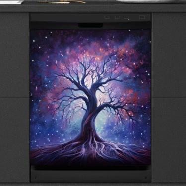 Imagem de Tampa magnética para máquina de lavar louça cfpolar Starry Sky Galaxy Tree