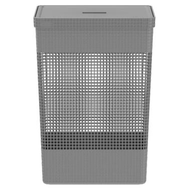 Imagem de Cesto De Roupa Suja Tampa Grid 49L Organizador Área Serviço
