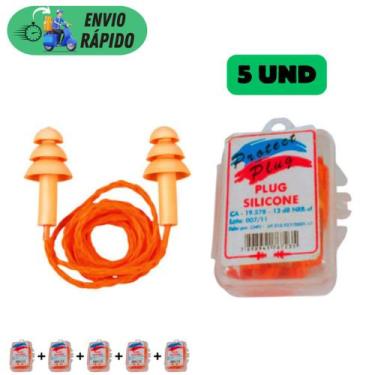 Imagem de Kit 5 protetor de ouvido protect auricular plug silicone contra sons e
