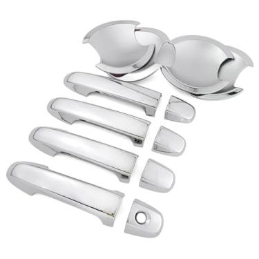 Imagem de Dakitita Guarnição da maçaneta da porta e tampa da tigela da porta para Toyota Camry XV50 2012-2017 acessórios decoração exterior (cor cromada)