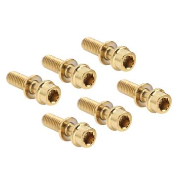 Imagem de 6 Pçs Parafusos de Bicicleta Conjunto Mountain Bike Guiador Haste Liga Ti Com Arruela M5x18mm (#12)
