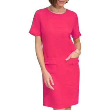 Imagem de Tommy Hilfiger Vestido feminino de tecido com detalhe de franjas, Magenta, 38