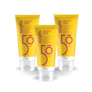 Imagem de Kit Protetor Facial Ricosol FPS 50 Toque Seco 50G 3 Unidades
