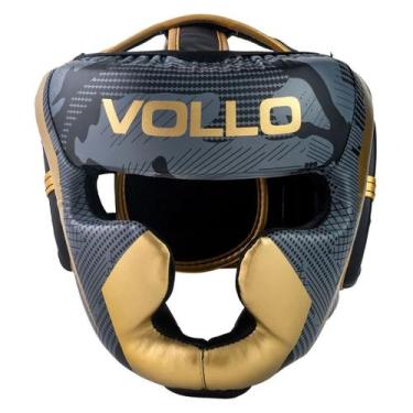 Imagem de Protetor De Cabeça Vollo Boxe E Artes Marciais, P/M, Cinza, Dourado