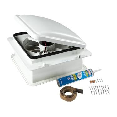 Imagem de Furrion Exaustor de ventilação de teto RV de 10 lâminas, 35.6 cm com tampa, quatro velocidades do ventilador, controles de botão, tela de insetos removível, design de montagem embutida para telhados