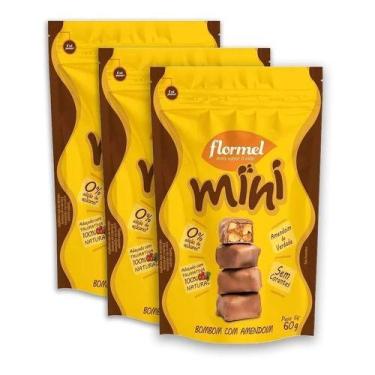 Imagem de 3x Mini Bombom Com Amendoim Flormel