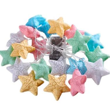 Imagem de Decoração Varal Cordão Fio de Luzes Lâmpadas Estrela Colorida Led Natal Enfeite 2m