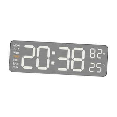 Imagem de Fenteer Relógio de parede digital led despertador moderno 5 nível ajuste brilho relógio mesa multiuso para sala aula, Concha Preta