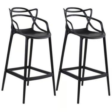 Imagem de Kit com 2 Banqueta baixa Masters Allegra - 66 cm - Preto - UNIVERSAL M