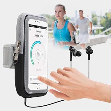 Imagem de Suporte de telefone para corrida: Bolsa de mão de mão de telefone para treino, para Apple iPhone 5 6 7 7S 8 8S e Samsung Galaxy S6 Pixel e todos os telefones com tela de até 5 polegadas, Plus Size Phone, Preto