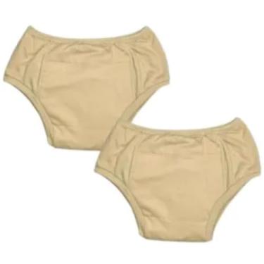 Imagem de Roupa Intima Unissex em Algodão Geriátrica com Absorvente Incontinencia Urinária Segura Escapes Xixi kit 2unds Bege (P)