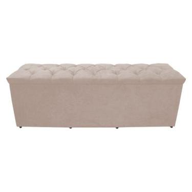 Imagem de Calçadeira Baú Paris King 195 cm Botão Strass Suede Porcelana Do Lar M