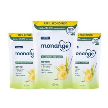 Imagem de Kit 3 Refil Sabonete Líquido Monange Detox 400mL