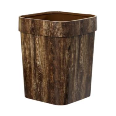 Imagem de IEUDNS Lixeira Lixeira Quadrada Rústica Lixeira Recipiente de Lixo para Banheiro Cozinha perto da Mesa Quarto Dormitório, Marrom, L