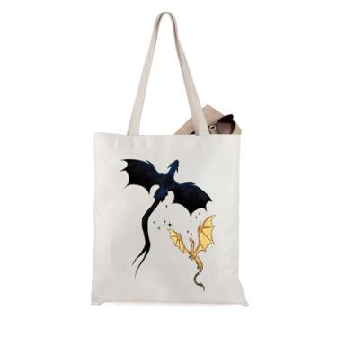 Imagem de WCGXKO Presente Bookish Dragon Rider Canvas Tote Bag Book Bag para leitores de livros, Quarta asa, Medium, Quarta asa