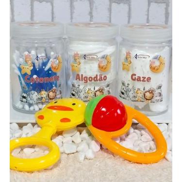 Imagem de Conjunto de Potes de vidro, Kit Higiene Baby, Algodão, Cotonete e Gaze