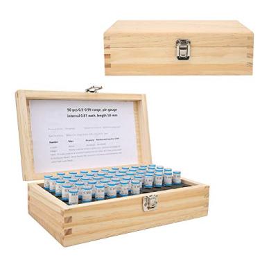 Imagem de 50pcs 0,5-0,99mm Conjunto de Medidores de Pino, Ferramenta de Precisão de Aço Com Caixa de Madeira, para Verificação de Localização, Medição do Tamanho do Orifício, 58-63HRC