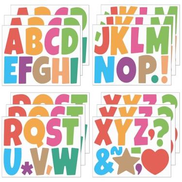 Imagem de Adesivos de letras grandes para quadro de avisos, adesivos autoadesivos de vinil de 10 cm à prova d'água para cartaz, cartaz, caixa de correio, sala de aula, escola, decoração de casa (12, colorido)