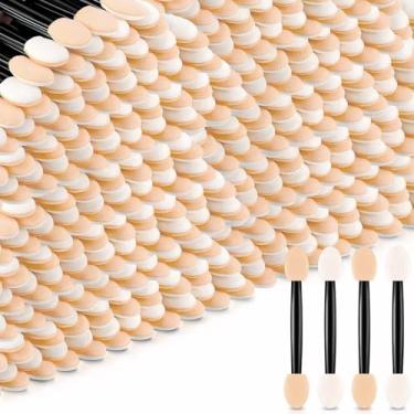 Imagem de TANEMUDO 1000 aplicadores de sombra, pincel descartável, dupla face, para pincéis de esponja de sombra, para mulheres, maquiagem, beleza, uso diário (preto)