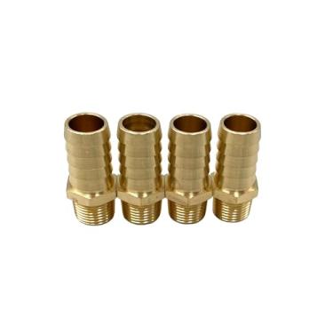 Imagem de 4 peças de acessórios farpados NPT de 3/20.3 cm para 5/20.3 cm, farpa de 5/20.3 cm x 3/20.3 cm NPT macho mangueira de latão conector de encaixe de farpa para compressor, combustível, óleo, gás e ar