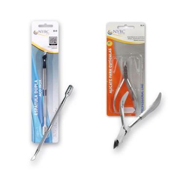 Imagem de Kit Alicate para Cutícula 10,2 cm + Espátula Inox NYBC - NYBC Beauty