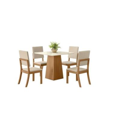 Imagem de Mesa Jantar Dora 90 4 Cadeiras Milla Linho - Henn