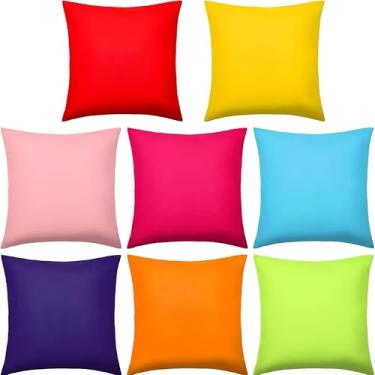 Imagem de Capa de Almofada Sólida Doce Almofadas de Sofá Coloridas Capas de Almofada Sofá Cama Escritório Sofá Arco-íris Almofada Colorida Brilhante 18 x 18 polegadas (45 x 45 cm) - Rosa Claro