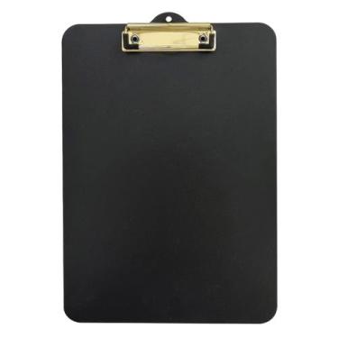 Imagem de Prancheta Office Black Preta MDF Ofício A4 C/ Prendedor Metalizado Sta