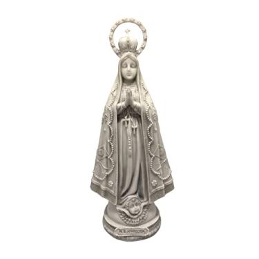 Imagem de Imagem Nossa Senhora Aparecida 40 Cm Branca Pedra Marmore Maciço Mármore Grande Área Externa Durável Original Detalhada