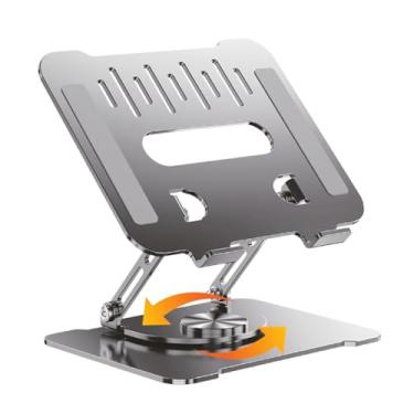 Imagem de Suporte Mesa Apoio Base Stand Notebook Articulado Ajustável Ergonômico Dobrável Alumínio Premium (Cinza)