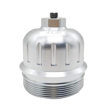 Imagem de iFJF Tampa de substituição para filtro de combustível 134001 para GM Duramax 6.6L L5P Chevy Silverado/GMC Sierra 2500HD 3500HD Tarugo de alumínio com plugue de drenagem (prata)