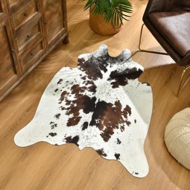 Imagem de SVATOUCH Tapete de couro bovino premium 9,5 x 1,2 m, decoração ocidental, estampa de vaca espessa, tapete de vaca para quarto, sala de estar, decoração de escritório