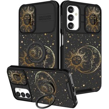 Imagem de Goocrux Capa para celular Samsung Galaxy A16 5G - Capa de telefone feminina bonita sol lua estrelas design estético exclusivo capa de câmera deslizante com suporte de anel para Samsung A16 5G capa de