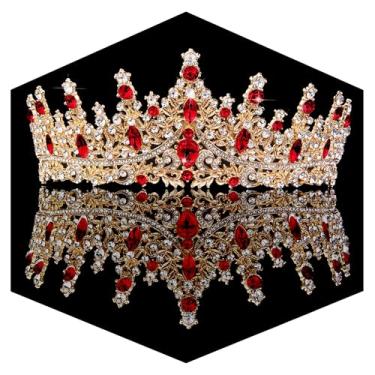 Imagem de Coroa dourada para mulheres, tiaras de princesa de cristal, strass, rainha de strass, acessórios de cabelo para casamento, noiva, aniversário, formatura, concurso, festa, amadurecimento, cerimônia