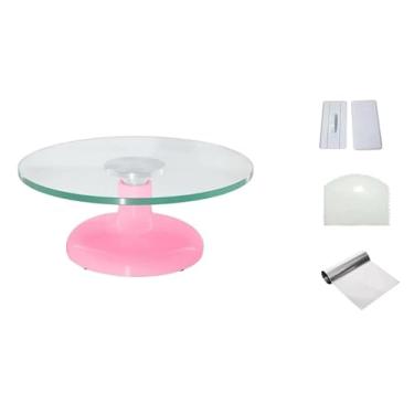 Imagem de Bailarina Giratória De Vidro Rosa + Espátula Tubular e 4 Funções + Alisador Para Pasta Americana