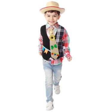 Imagem de Colete Festa Junina Xadrez Azul + GRAVATA JUTA - Quimera Kids, 2