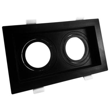 Imagem de Spot Duplo Embutir Quadrado Recuado Dicroica Mr16 Preto - Save Energy