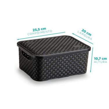 Imagem de Caixa Organizadora Rattan com Tampa - Preta 4L - Nitron, Preto, P