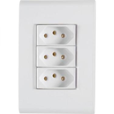 Imagem de Conj 4x2 3 Tomadas 2p+t 10 A 250 V Tramontina Liz Branco